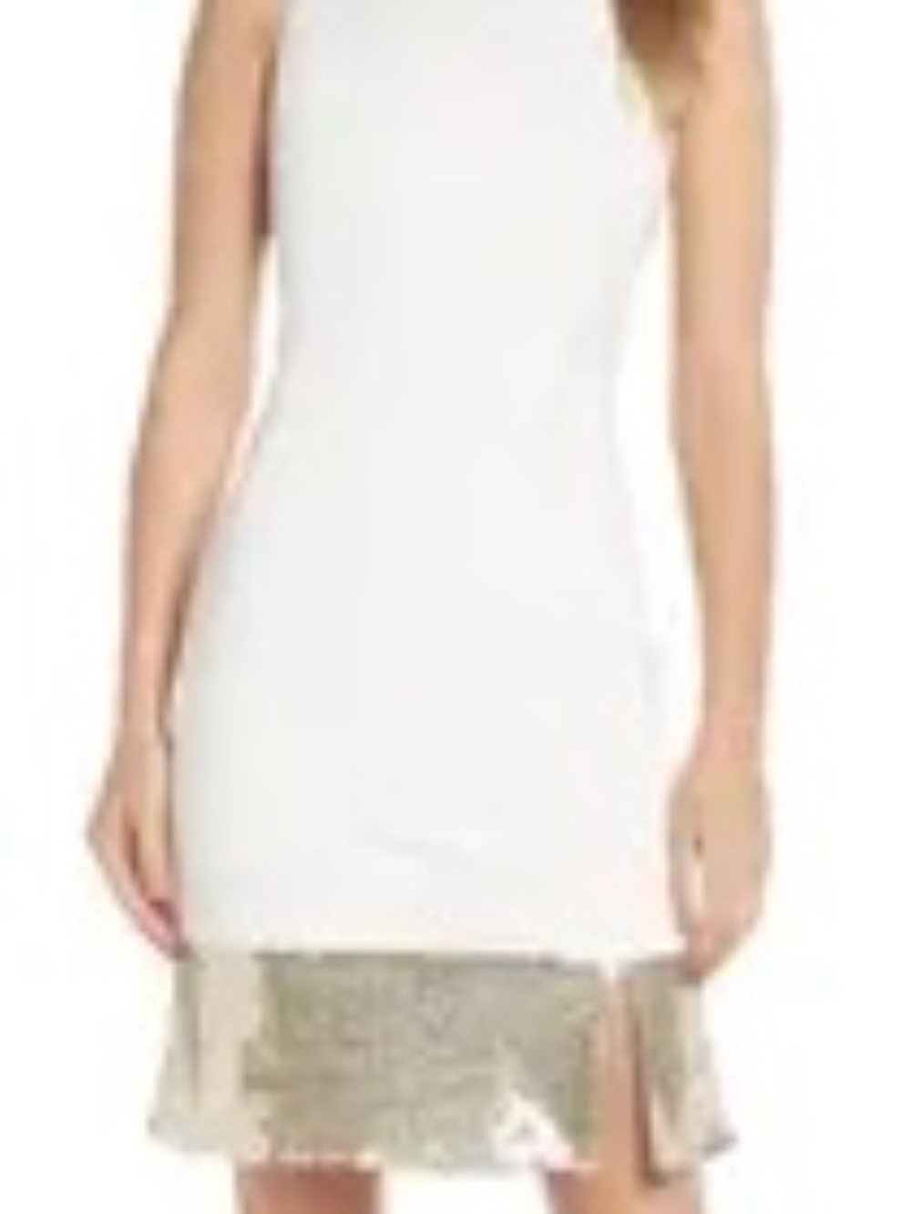 NWT Harper Rose Embellished Sequin Hem Sheath Dress White / Gold